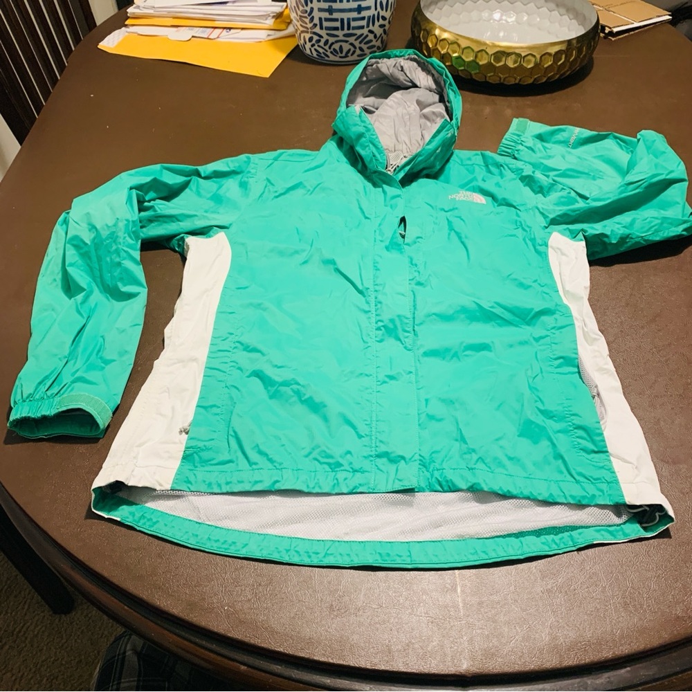 NORTH FACE Stinson ABUK Mesh Lined Hooded Hyvent Rain Jacket - M Green White